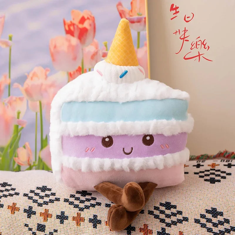 Cartoon Cake Plush Strawberry Fruit Muffin Shape Plush Toys Stuffed Cute Ice Cream Snack Decoration Birthday Party Gift for Kids