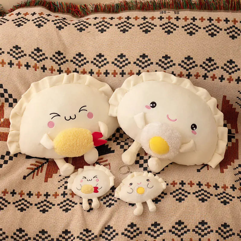 Hot Sale Cute Dumpling Plush Pillow Funny Fried Food Egg Shrimp Dumpling Plushie Kawaii Stuffed Toys Soft Hugging Gifts for Kids