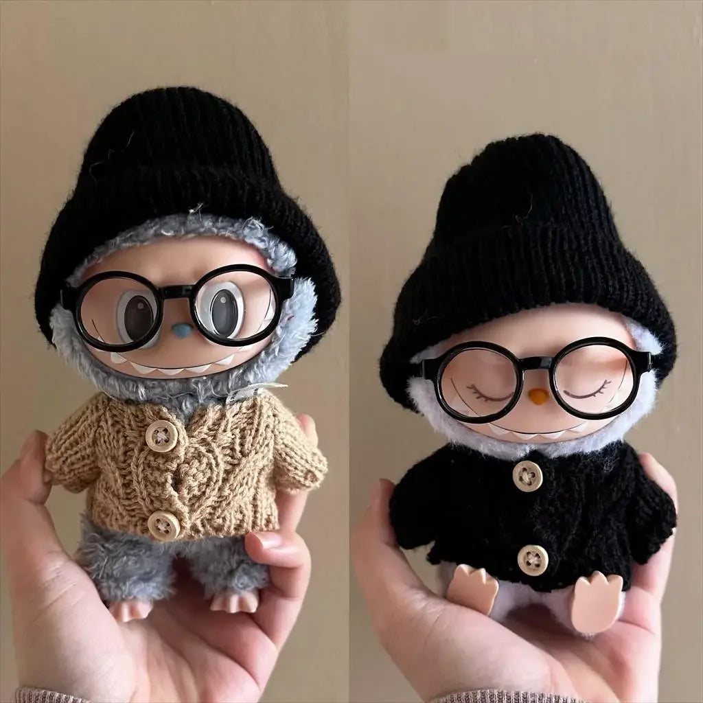 17cm Mini Plush Doll'S Clothes Outfit Accessories For Korea Kpop Exo Labubu Idol V1 V2 black sweater clothes set Clothing Gift