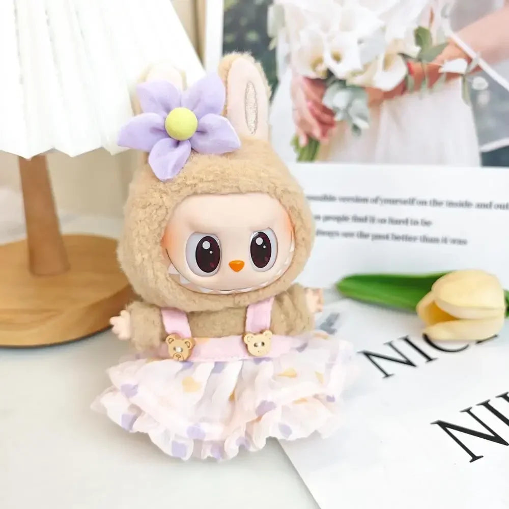 17cm Mini Plush Doll'S Clothes Outfit Accessories For Korea Kpop Exo Labubu V1 V2 Idol baby clothes Wrinkle dress Clothing Gift