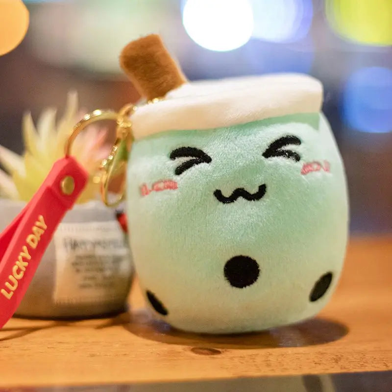 10cm Kawaii Bubble Anime Tea Cup Keychain Soft Plush Toy Stuffed Boba Doll Lovely Backpack Decoration Best Gift for Girls Kids