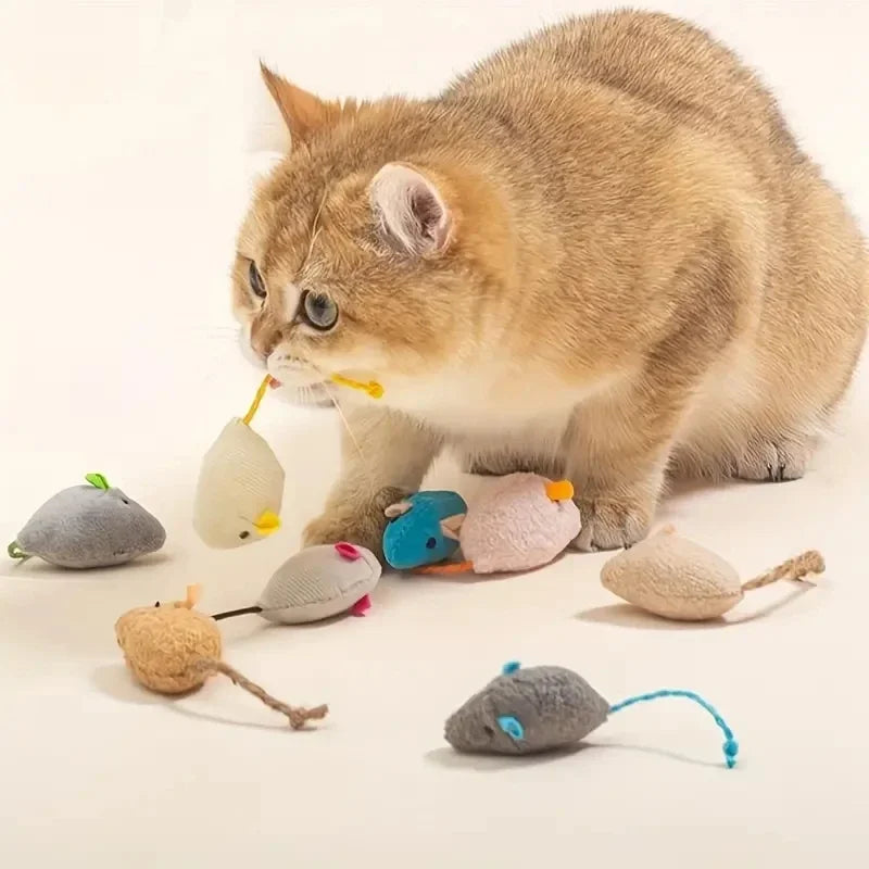 3/7PCS Interactive Plush Rat And Cat Toys With Durable Linen Perfect For Small Breeds Safe For Indoor Play