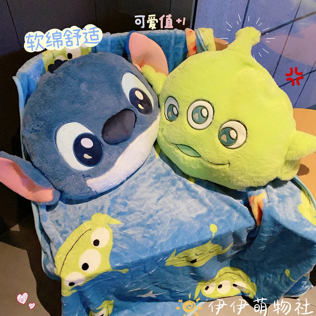 Kawaii Disney Stitch Plush Anime Stitch Plush Pillow Stitch Stuffed Alien Pillow Stitch Blanket Two In One Nap Blanket Girl Gift