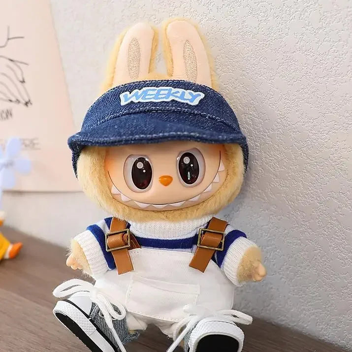 For 17 CM labubu Sitting Party Macaron 15cm Vinyl Pendant Doll Clothes Overalls Shoes for labubu V1 V2 outfit clothes