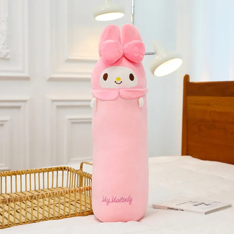 Sanrio Cylindrical Long Pillow Cinnamoroll My Melody Lovely Soft Plush Bed With Cylindrical Pillow Children's Soothing Toy Gifts