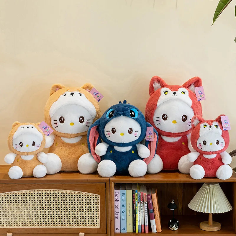 30cm Sanrio New Cute Cartoon KT Cat Plush Toy Dolls Children's Cloth Doll Children's Sleeping Plushies Pillow Birthday Gift Doll