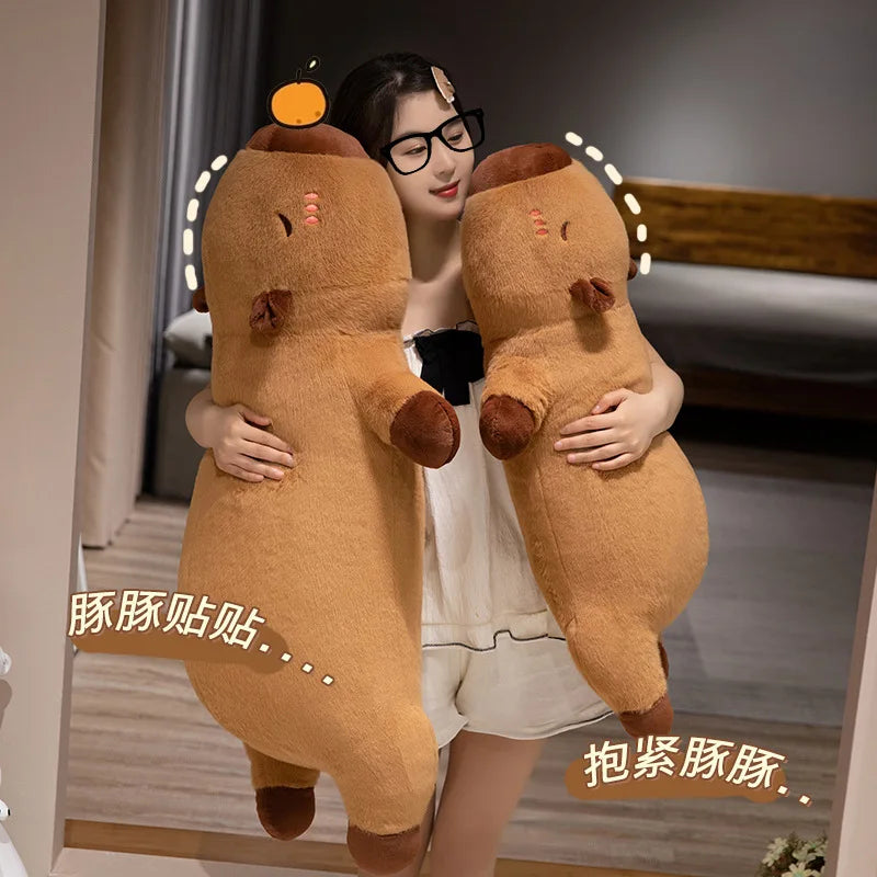 Giant Kawaii Cartoon Long Capybara Plush Pillow Doll Cute Lying Animal Creative Capybara Plush Toy Home Decor Sofa Cushion