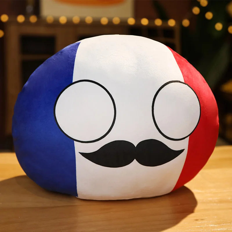 World Flag Throw Pillow Soft Polish Ball Large National Flag Round Pillow Dolls Children's Doll Cushion Plush Toy Christmas Gift