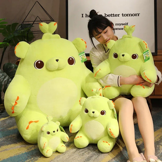 Kawaii Green Love Bear Sprout Love Plush Toy Stuffed Animal Bear Soft Doll Cartoon Girl Birthday Gift for Children Room Decor