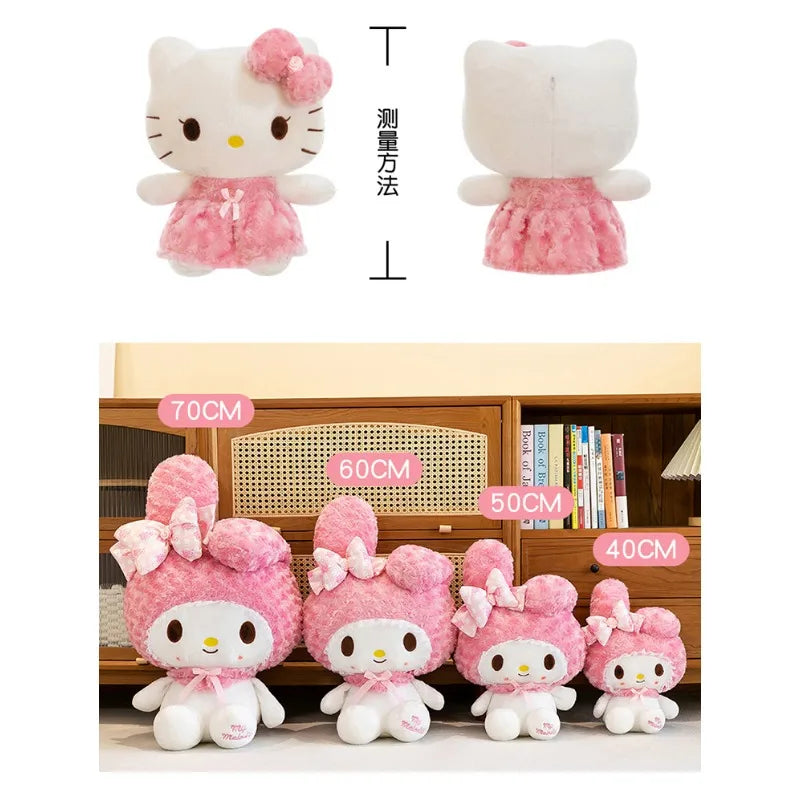 35/50CM Sanrio Hello Kitty Melody Cat Plush Toy Rose Skirt Cartoon Plushie Doll Soft Stuffed Anime Pillow Girls Birthday Gifts