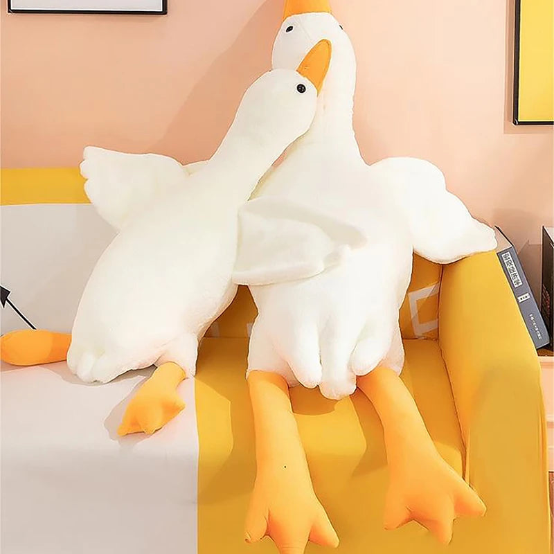 Cute Big White Goose Plush Toy Kawaii Huge Duck Sleep Pillow Cushion Soft Stuffed Animal Doll Birthday Gift For Kids