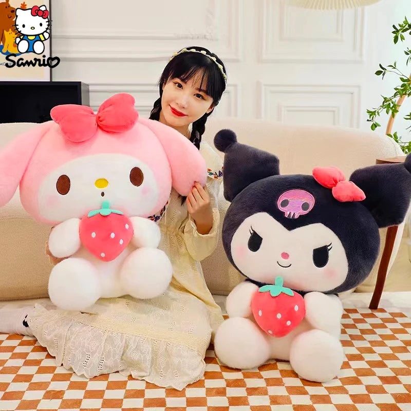 Kawaii Sanrio Plush Toys Dolls Cartoon Kuromi My Melody Strawberry Series Plushies Figure Children Cute Doll Birthday Gifts