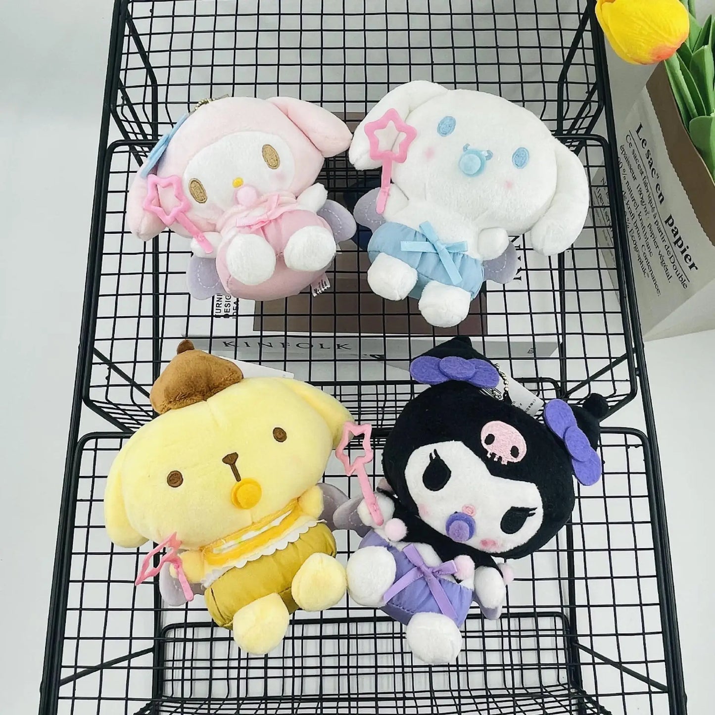 Sanrio Plush Doll Keychain Kawaii Kuromi Cinnamoroll My Melody Cinnamoroll  Anime Backpack Cute Pendant Stuffed Decoration Toys