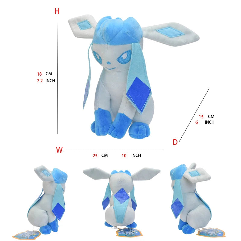 Glaceon Peluche Pokemon Plush Toys Cartoon Cute Dolls Kawaii Stuffed Dolls Birthday Christmas Gift For Kids Friends Collection