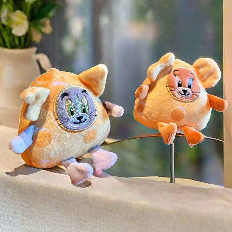 Cartoon Tom And Jerry Plush Key Ring Childhood Classics Anime Figure Cheese Cat Pendant Stuffed Keychain Soft Doll Toys Kid Gift