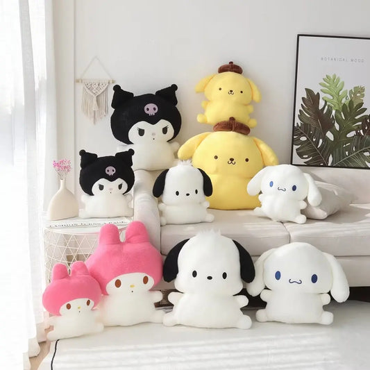 Sanrio Peluche Melody Kuromi Cinnamoroll Hangyodon Plush Pillow Pom Pom Purin Stuffed Cushion Plush Doll Xmas Gift For Girl