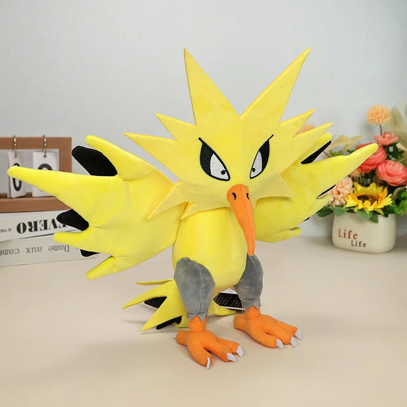 Pokemon 11 inch Lightning Bird Plush Toy, God of Thunder Zapdos Plush, Three Holy Bird Doll with Hanging Tag, Holiday Gift, Chil