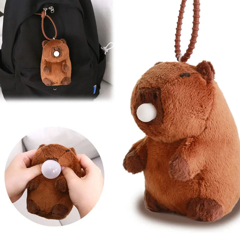 Squeezing Capybara Plush Keychain Pendant Simulation Capibara Anime Fluffty Toy Stuffed Animals Doll Plush Stress Relief Toy