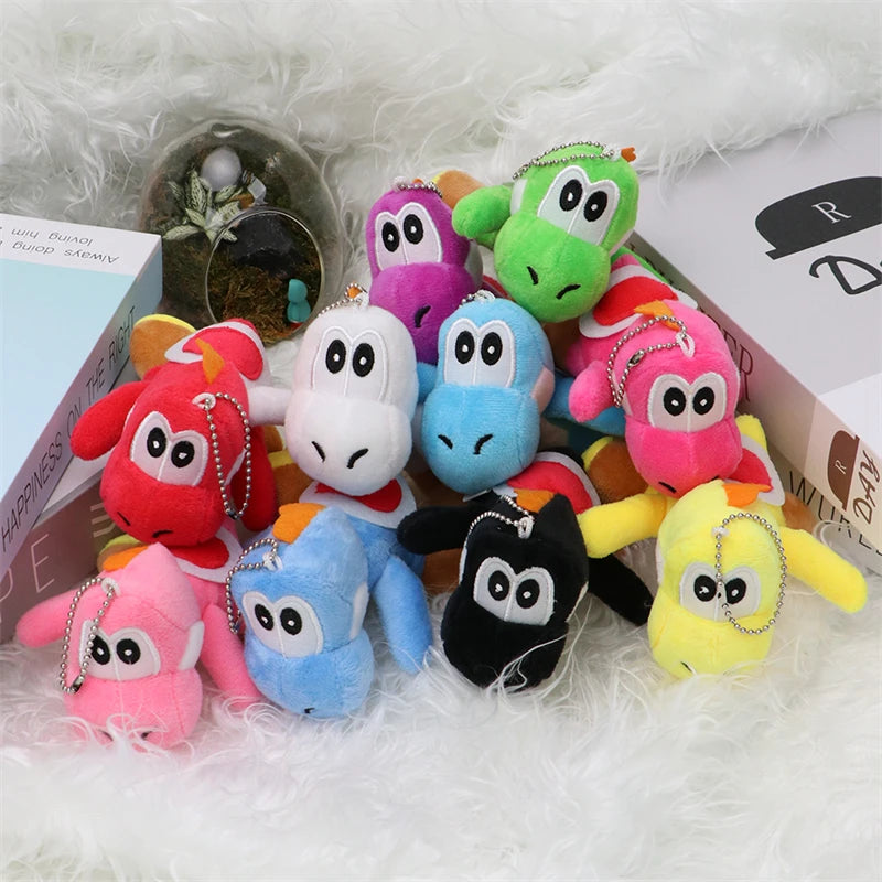 Kawaii Mario Bros Super Star Green Yoshi Mushroom Plush Keychain Cute Anime Triple Bananas Mario Luigi Hat Peluche Dolls Pendant