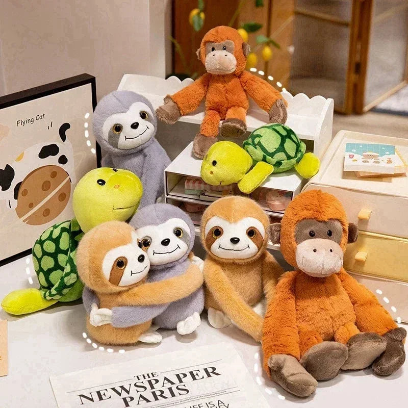 Cute Cartoon Animal Plush Toys Furry Hugging Sloth Sheep Tortoise Monkey Children's Toys Stuffed Plushie Doll Birthday Gift