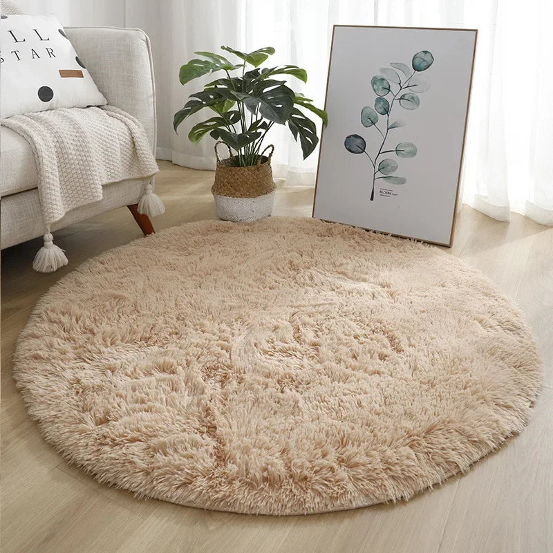 Vikama home decorat round soft runner rug for bedroom living room plush fluffy mat shag furry area carpet non-slip girls room