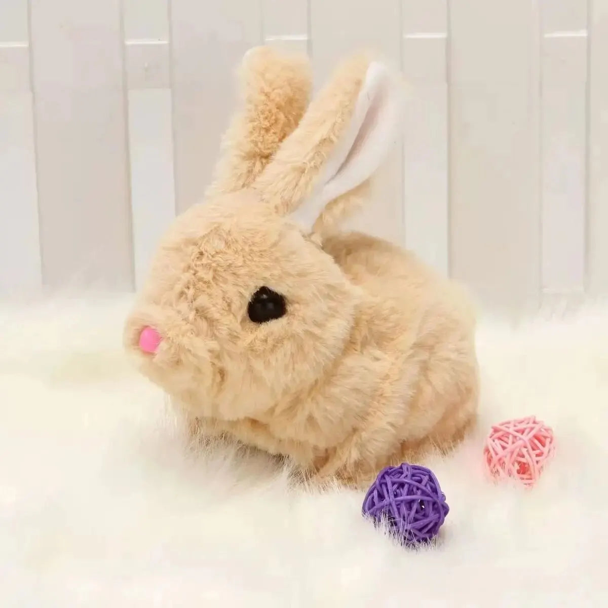 Long-haired Bunny Electric Plush Toy Soft Plush Simulation Shape Small Animal Doll Battery Interactive Children's Favorite Gift