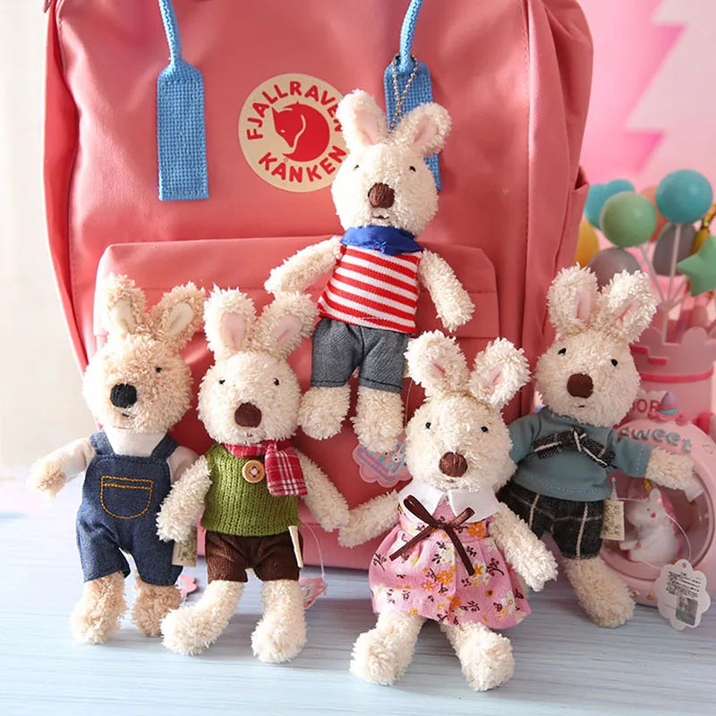 Mini 18cm Rabbit Plush Pendant Dolls Bunny Bag Pendants Keychain Stuffed Animals Toys Clothes Bears Doll Toy for Girls Gifts