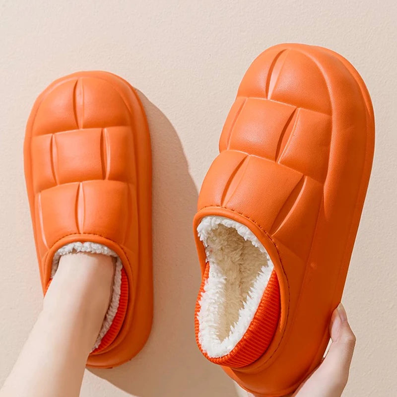 slippers women's Autumn and winter waterproof cottonbags and home slippers plush couple shoes indoor confinement shoes