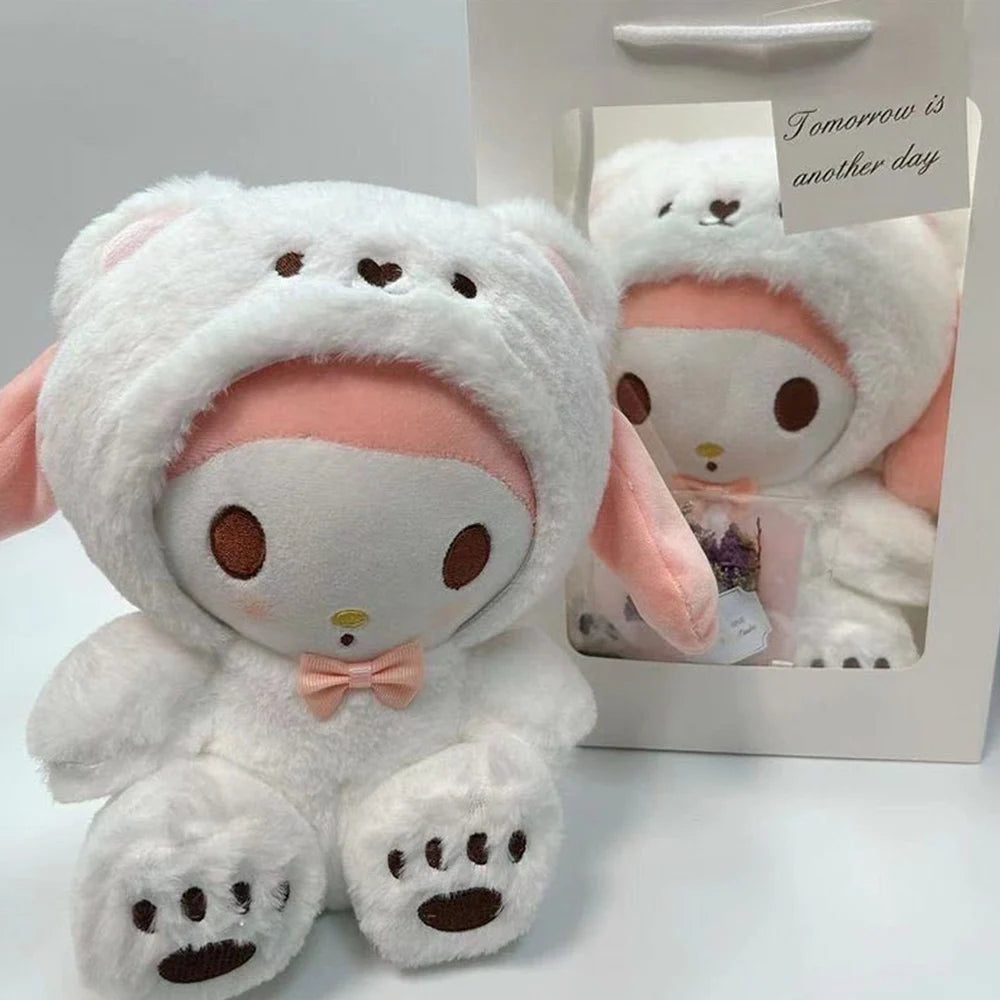 kawaii Sanrio Plushies Toy Hello Kitty Cinnamonroll Pochacco Kuromi Plush Doll Cos Bear Cute Toys Children Birthday Gifts