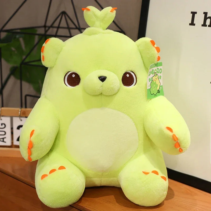 Kawaii Green Love Bear Sprout Love Plush Toy Stuffed Animal Bear Soft Doll Cartoon Girl Birthday Gift for Children Room Decor