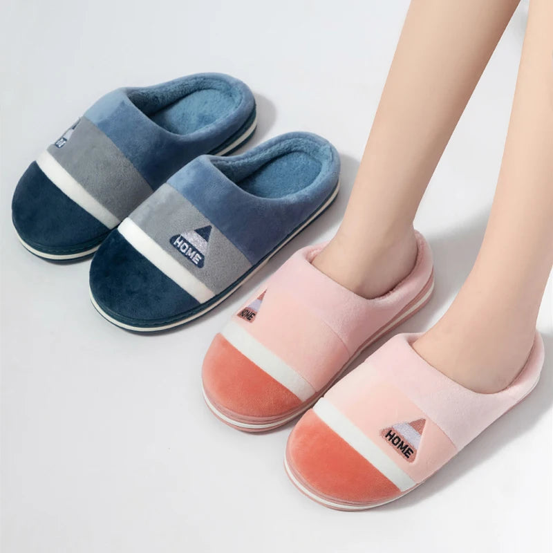 Feslishoet Winter Women Slippers Waterproof Warm TPR Plush Slides Home Thick Sole Non-Slip Solid Sandals Indoor and Outdoor