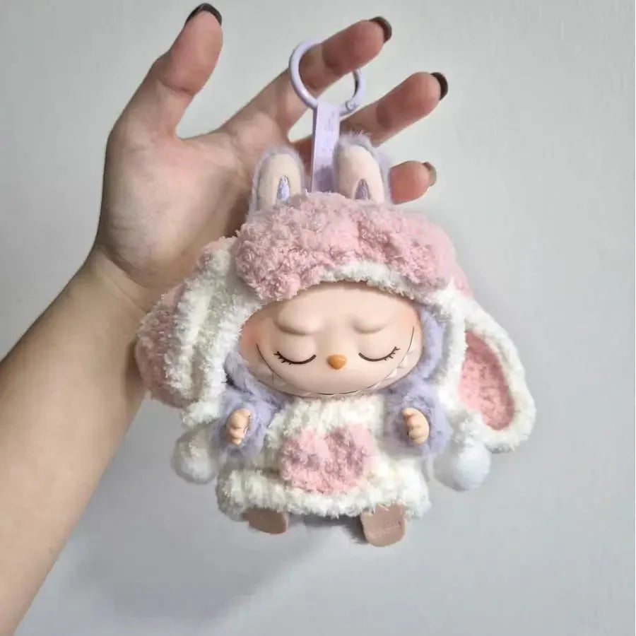 For 15-17cm Labubu Dolls Accessories DIY Doll Clothes Heartbeat Long Eared Furry Rabbit Costume Cartoon Dress Up Labubu Outfit