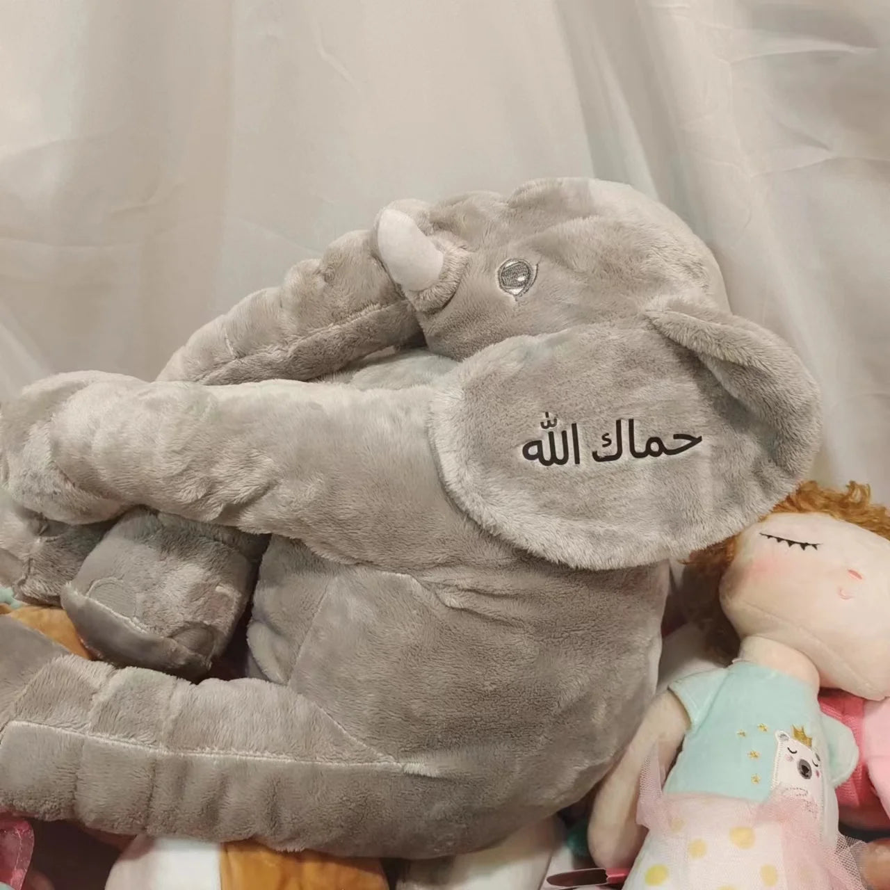 Soft Gray Elephant Pillow for Sleep and Cuddling