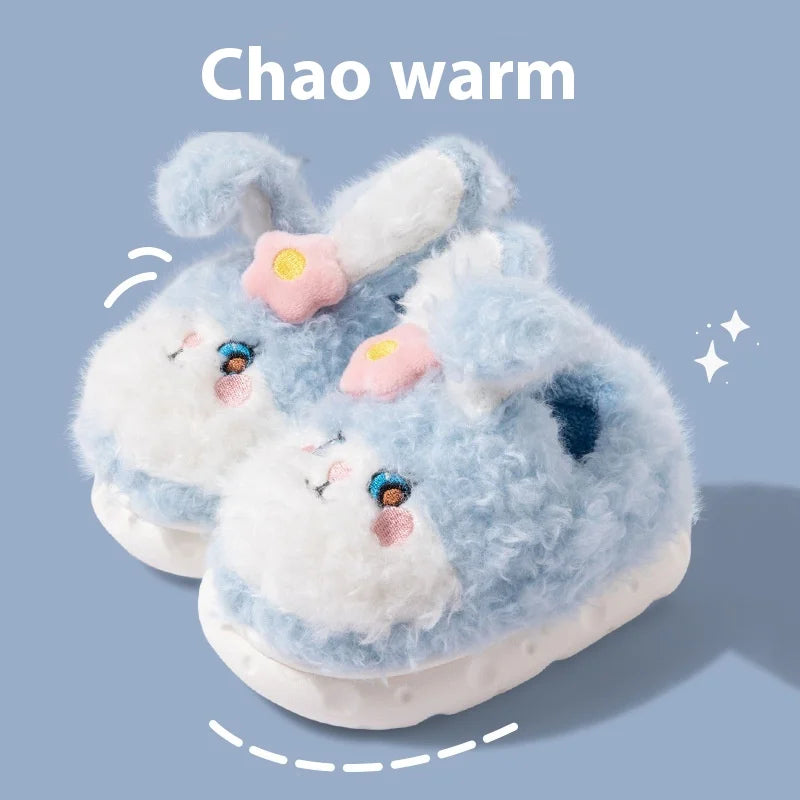 Children'S Cotton Slippers Cute Winter Bunny Girl Princess Indoor Warm And Thick Plush Slippers Sanrio Birthday Gift Wholesale