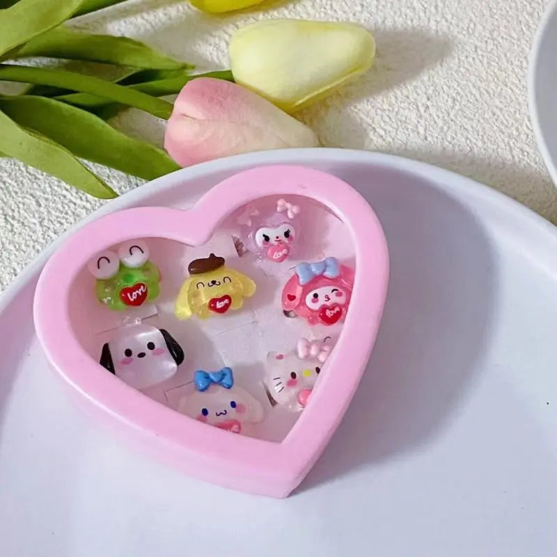 Kawaii Sanrio Kuromi My Melody Anime Cute Cat Pom Pom Purin Girly Heart Cartoon Couple Ring Send Friend Toy for Girls - Plushy Mart