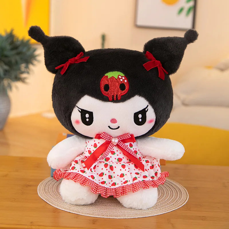 23cm Sanrio Hello Kitty Plush Kuromi KT Cat Toys Cartoon Dress Cinnamoroll My Melody Plush Doll Cushion Xmas Gift For Girls