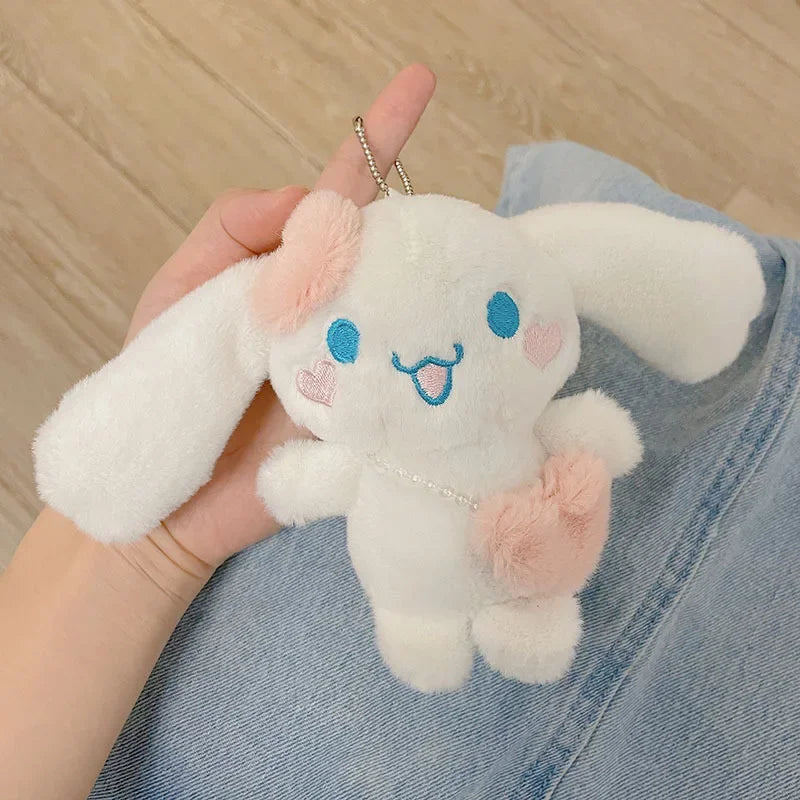 Sanrio Cute Cartoon Girl Heart Cinnamoroll Plush Pendant Toy Car Keychain Backpack Doll Small Doll Hanging Chain Jewelry