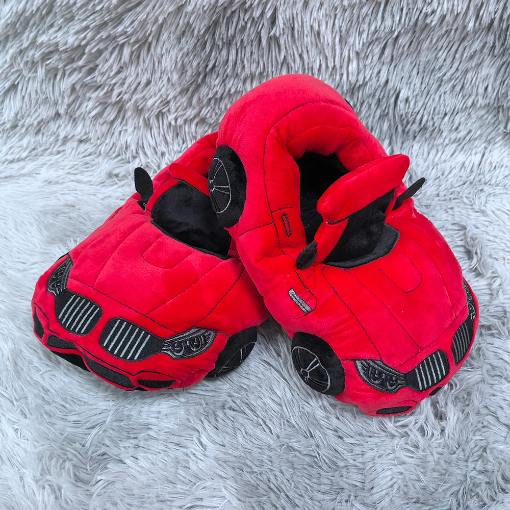 TreasuringU Car Shape Plush Shoes Vehicle Car Warm Soft Fluffly Slippers Women Men Winter House Slipper Christmas Gifts