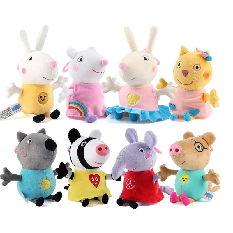 New Style 8pcs/set 19cm Genuine Peppa Pig friends Stuffed Doll Plush Toys George Emily Suzy Party Dolls Keychain Toy Kids Gift