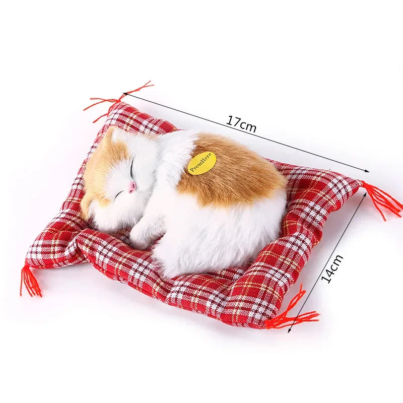 Simulation Cute Animal Doll Plush Sleeping Cats Toy with Sound Children Christmas Gift Party Decor Kids Birthday Gift