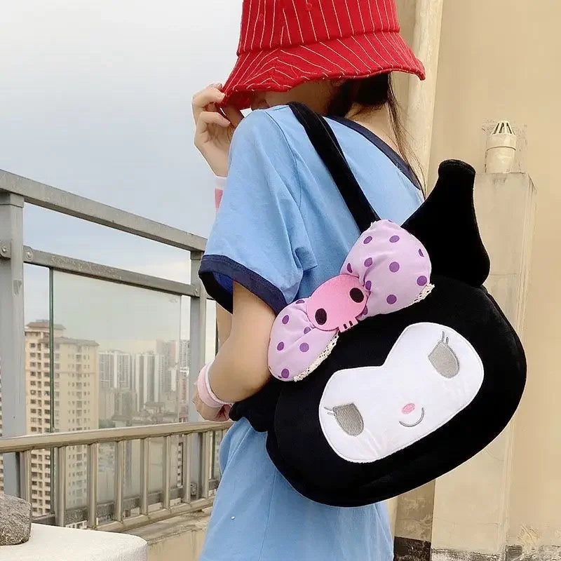 Kawaii Sanrio Hello Kitty Plush Bag Large Capacity Handbag Kuromi melody Tote Bags Y2k Fashion Women Bag Shoulder Bag Xmas Gift