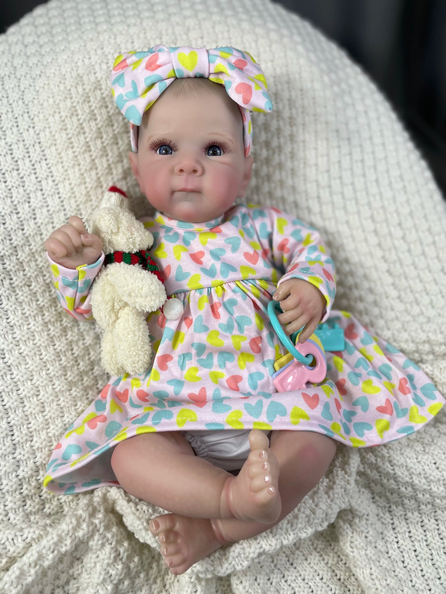 MRB 19 Inch Bettie Reborn Baby Doll Adorable Girl Vinyl Fabric Body Lifelike Painted Skin Art Collectible Doll Christmas Gift