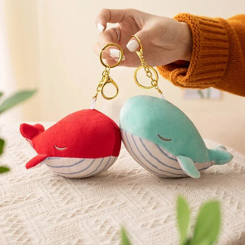 12CM Plush Whale Pendant Soft Stuffed Sea Animal Plush Toy Cartoon Blue Whale Keychain Bag Decoration Cute Birthday Gift