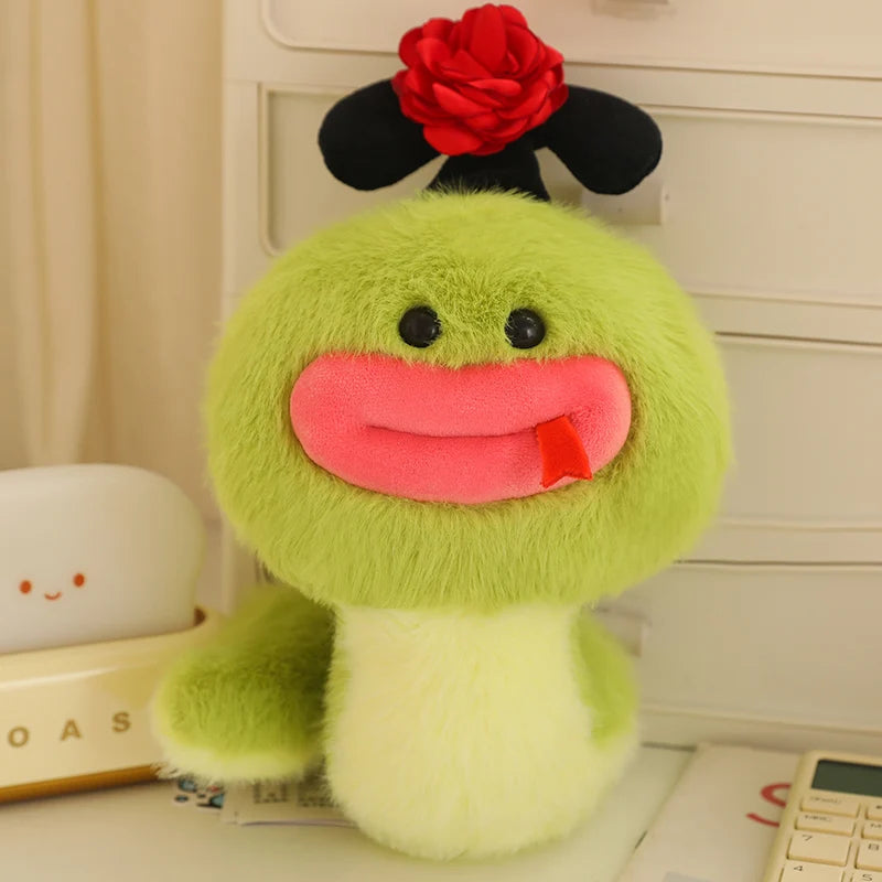 20/25cm Kawaii Hot Sale Soft Snake Plush Doll Green Cartoon Small Snake With Hat Plush Toy Decoration Bedroom Sofa Friend Gifts