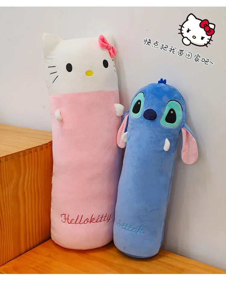 Sanrio Cylindrical Long Pillow Cinnamoroll My Melody Lovely Soft Plush Bed With Cylindrical Pillow Children's Soothing Toy Gifts