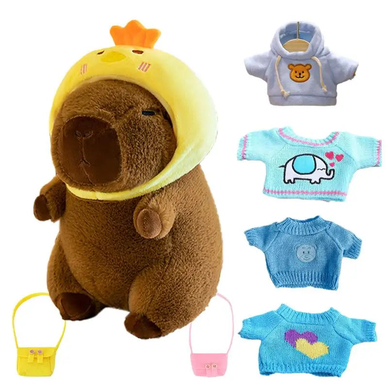 23cm Dress Up Capybara Plush Dolls With Clothes Accessories Stuffed Plush Animal Capybara Doll Cartoon Capybara Plush Figurine