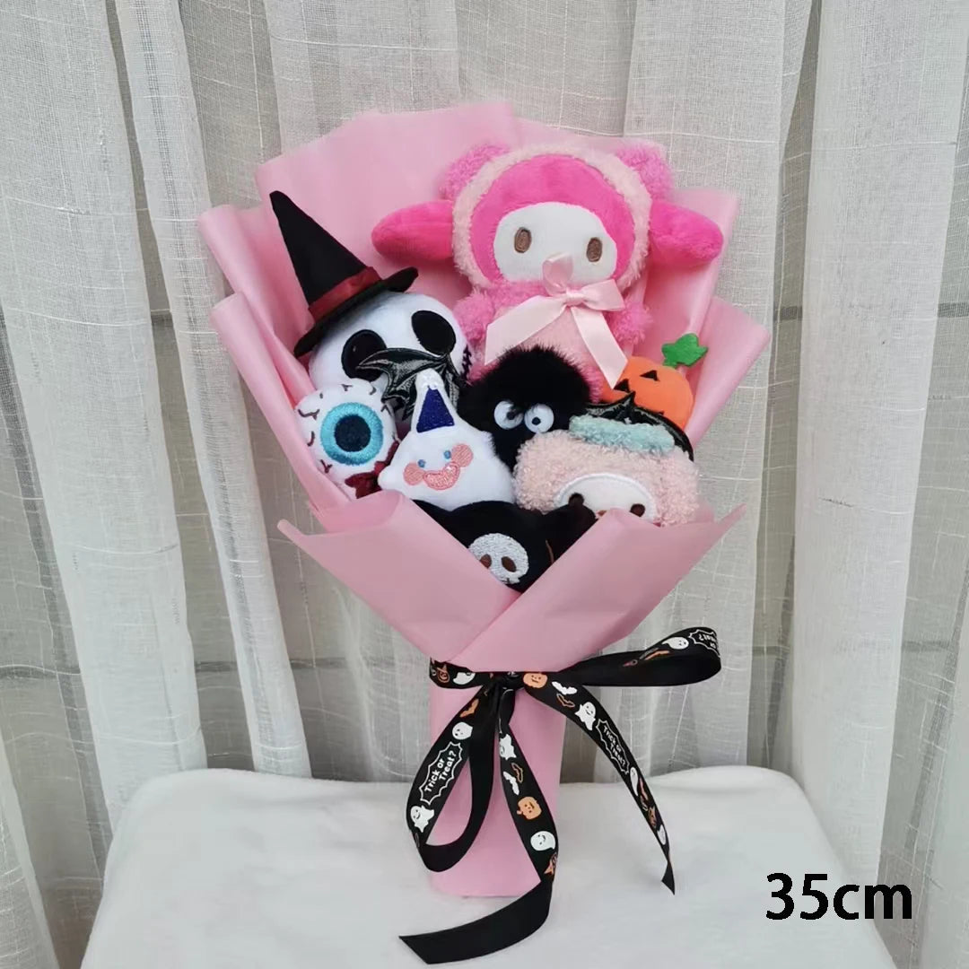 Halloween Animal Plush Bouquet Funny Toy Kuromi My Melody Hello Kitty Cinnamoroll Dolls Christmas and Valentine's Day Gifts