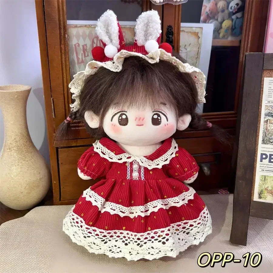 20cm cotton doll plush doll clothes for baby three V3 outfit for upset duck clothes casual overalls pants set cute skirt no doll