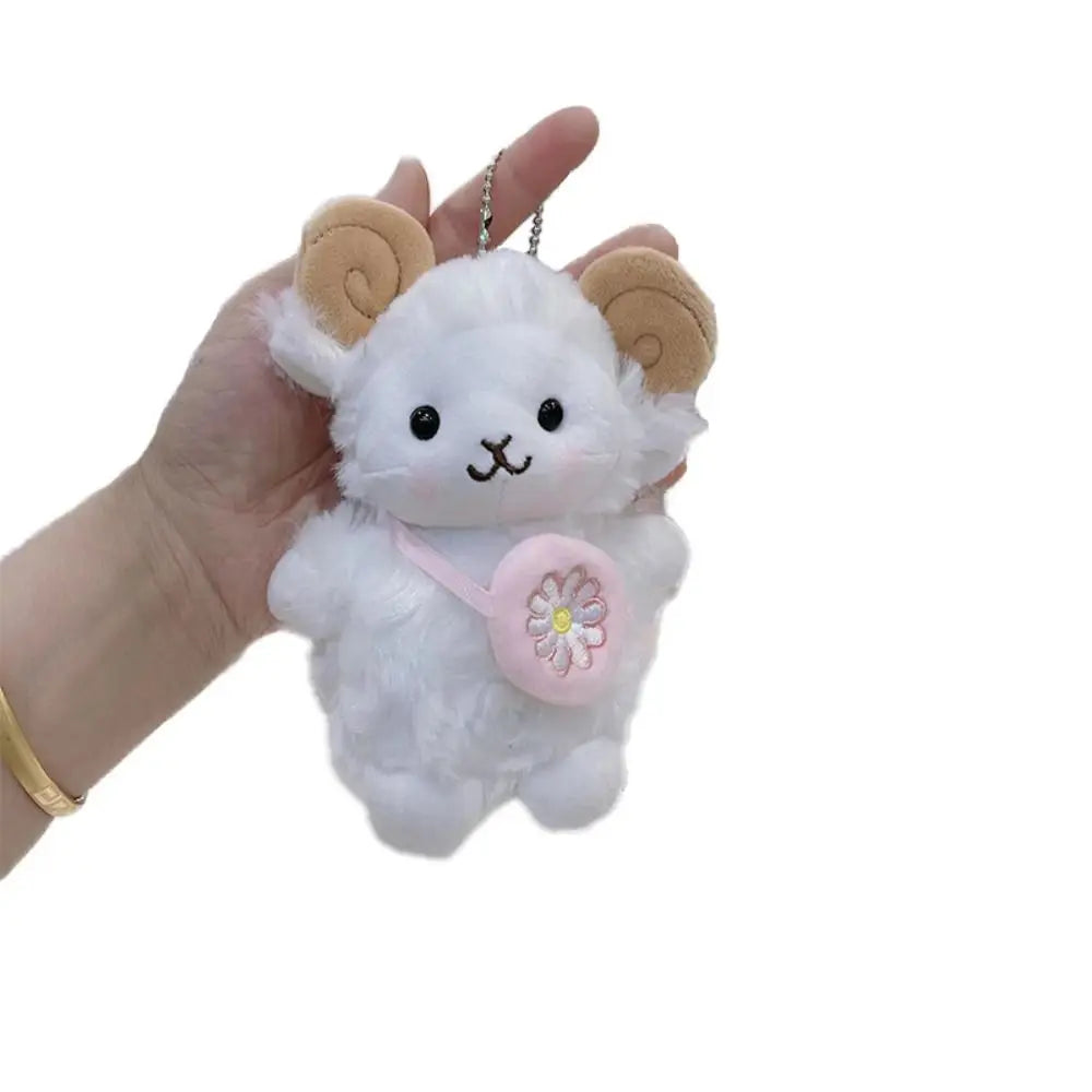 New White Cartoon Sheep Plush Doll Cute Bag Ornament Keychain Pendant Universal Car Decoration Hanging Pendant Universal