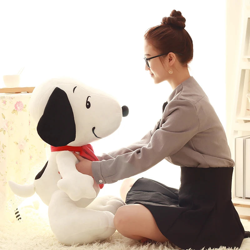 Big Size Dog Snoopy Plush Toy Cute Soft Anime Cartoon Wearing Scarf Animal Stuffed Doll Girls Pillow Christmas Gifts for Kids